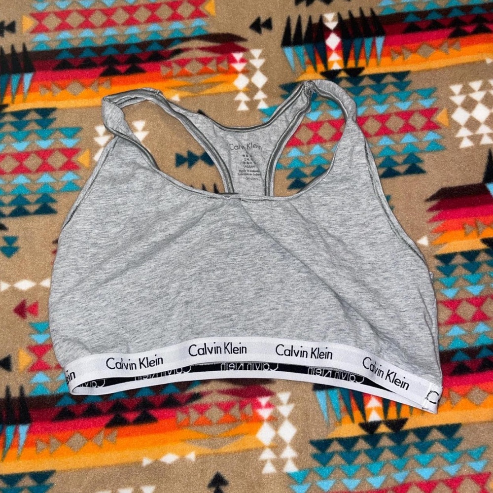 Calvin Klein Heather Gray Logo Band Bra